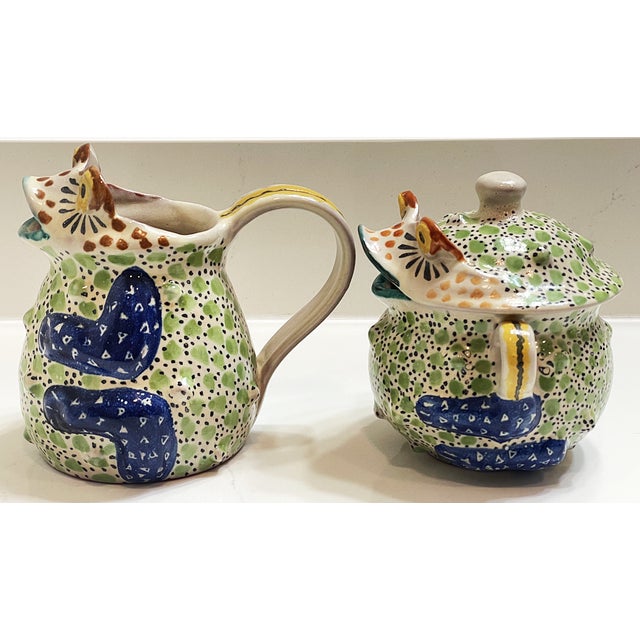 Vintage Mexican Pottery Cream and Sugar Frogs For Sale - Image 13 of 13
