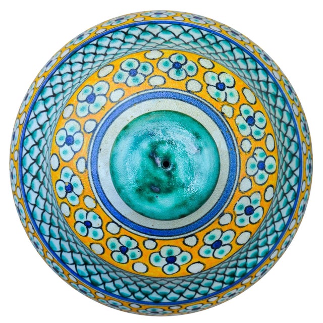 Moroccan Late 20th Century Moroccan Polychrome Ceramic Lidded Bowl For Sale - Image 3 of 4