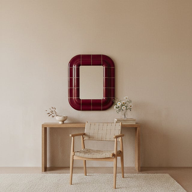 Glass Lolita Mirror in Deep Burgundy by Tilecito For Sale - Image 7 of 8