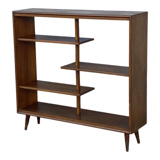 1960s Walnut Mid Century Shelving Unit Room Divider For Sale