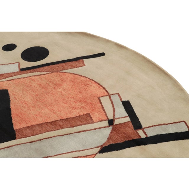 2010s Suprematist Style Deco Circle Rug in Beige-Brown, Black & Orange by Rug & Kilim For Sale - Image 5 of 7