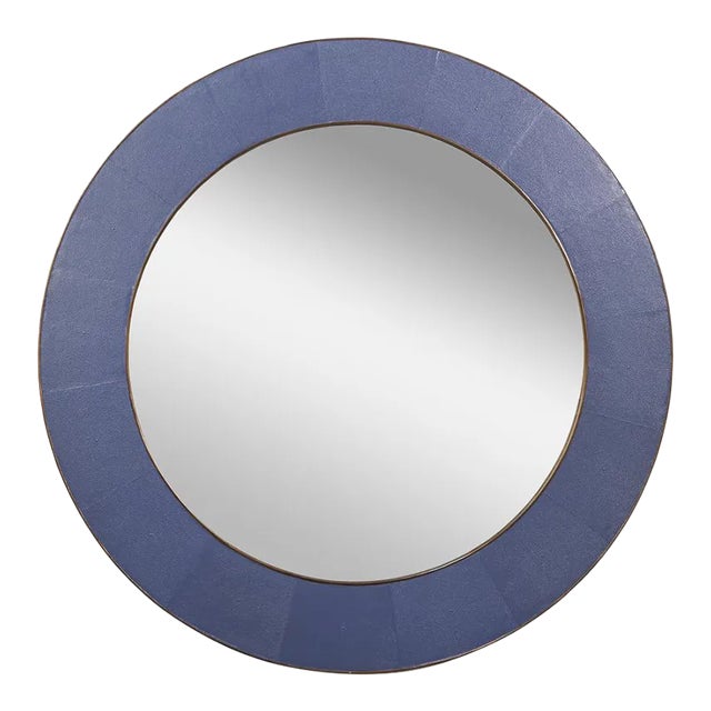 Mid-Century Modern Style Purple Round Leather Mirror For Sale