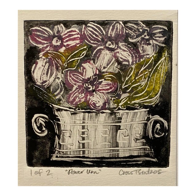 1990s Floral Color Monotype For Sale