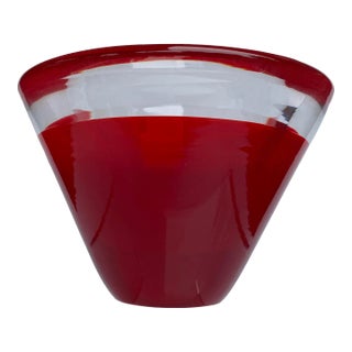 Vintage 2000 Salviati Murano Hand Blown Art Glass Votive Candle Holder Red For Sale