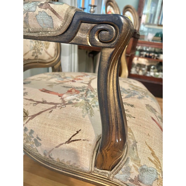 Late 20th Century Italian Louis XV Style Armchair With Carved Wood Polychrome Finish and Custom Upholstery For Sale - Image 10 of 15