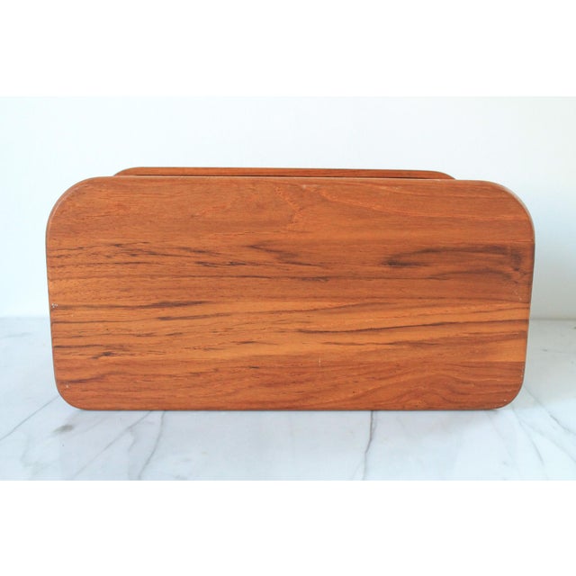 1970s Teak Wood Tambour Organizer Box by Kalmar For Sale In Milwaukee - Image 6 of 12