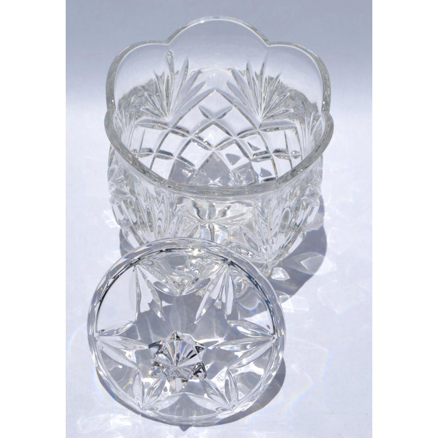 Rustic European Mid 20th Century Waterford Style Boho Chic Heavy Crystal Bonbonniere Cookie Jar Bowl For Sale - Image 3 of 15