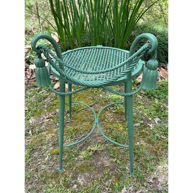 Vintage Aluminum Garden Stool in Classic Green For Sale - Image 4 of 5