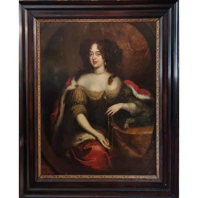 Portrait of Catherine of Braganza, Queen Consort of England, 1660s, Oil Painting on Canvas, Framed For Sale - Image 3 of 7