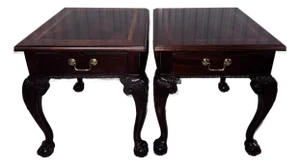 Late 20th Century Thomasville Mahogany End Tables – Chippendale Ball & Claw – Matched Pair