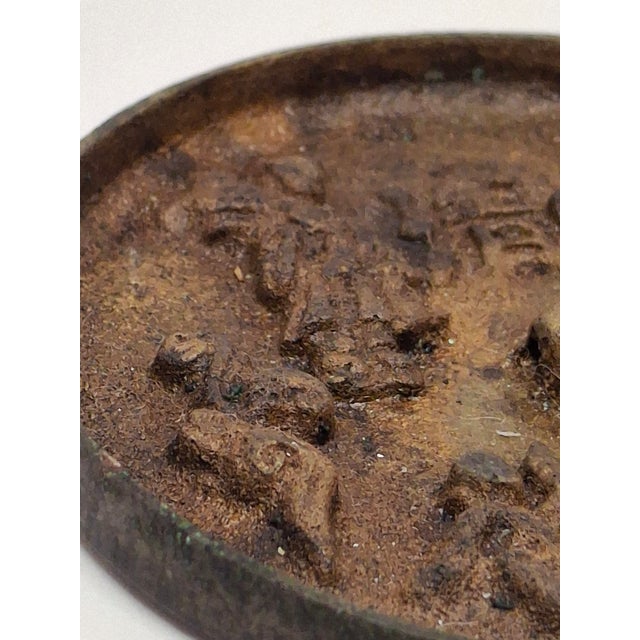 Metal Antique Chinese Bronze Mirror Song Dynasty "5 Sons 2 Daughters" Blessing 3" For Sale - Image 7 of 16