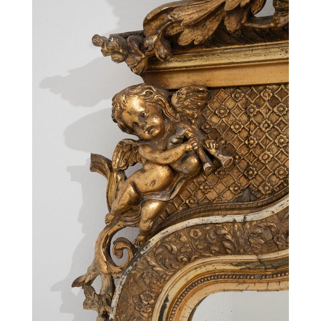 Gold 19th Century France Baroque Gold Wood Full-length & Floor Mirrors For Sale - Image 8 of 10