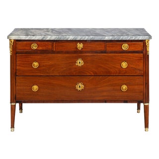 French Louis XVI Period Mahogany Commode, Stamped by J. Canabas Ca. 1775 For Sale