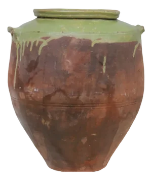Large Antique Clay Pottery with Handles