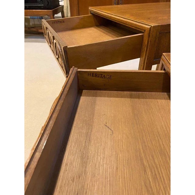 Heritage Gorgeous Set of Mid-Century Modern Living Room End Tables by Heritage For Sale - Image 4 of 5
