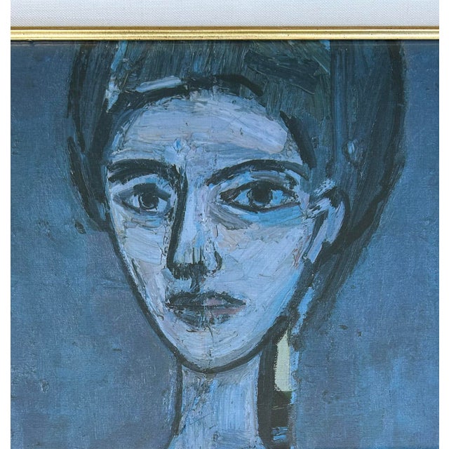 Rene Portocarrero Print of a Portrait of a Woman Titled "Flora", Framed w/Glass Offered for sale is a Rene Portocarrero...