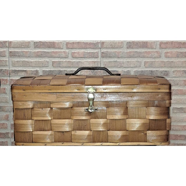 Vintage Woven Wooden Box, 1975 For Sale - Image 9 of 9