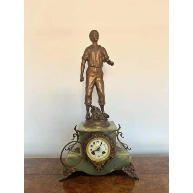 Metal Antique Victorian French Clock Garniture, 1860, Set of 3 For Sale - Image 7 of 11