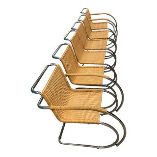 1970s Mies Van Der Rohe Mr Rattan Chairs - Set of 6 For Sale