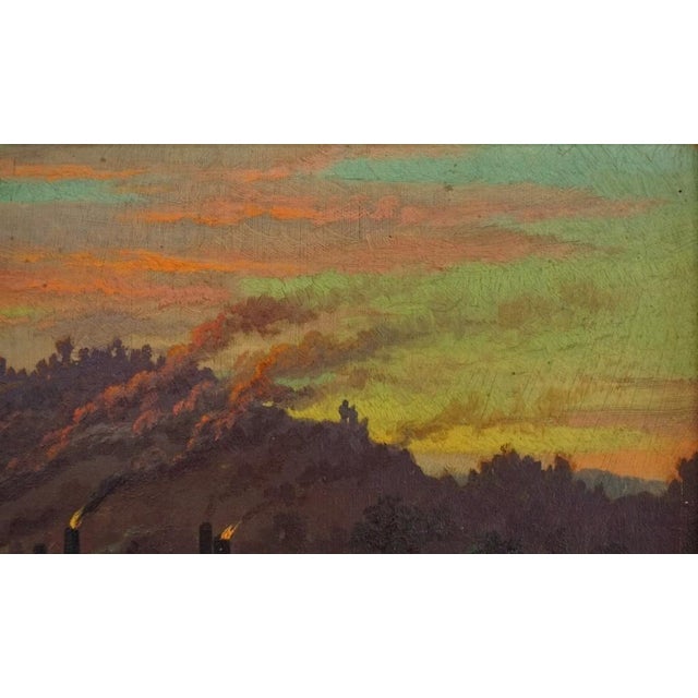 Mid 19th Century Evening Industrial Landscape Painting For Sale - Image 11 of 12