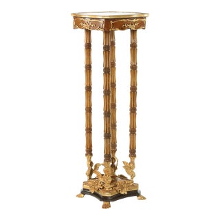 Gilt Bronze Mounted / Fruitwood Pedestal Table For Sale