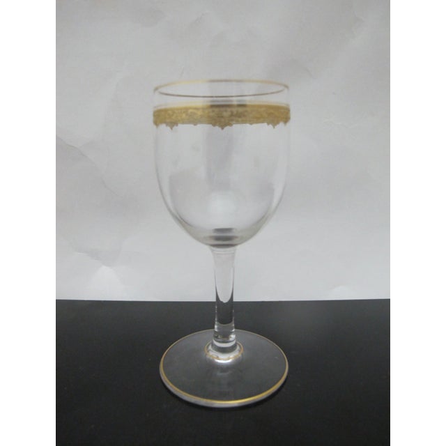 Traditional Gold Gilt Encrusted Clear Crystal Aperitif Wine Glass Set of 4 For Sale - Image 3 of 7