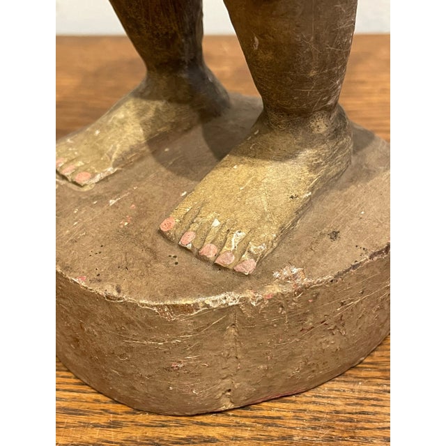 Antique Hand-Carved Wooden Figurine For Sale - Image 9 of 11