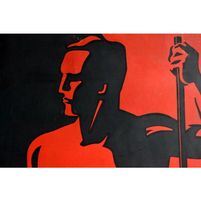 Glass Art Deco Belgian Black and Red Ciney Ovens Poster, 1920s For Sale - Image 7 of 8