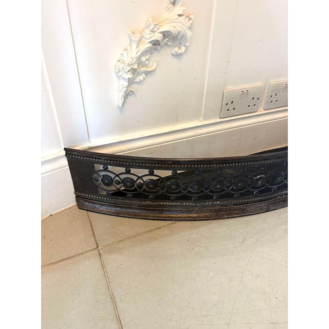 Antique George III Steel Fire Fender with Pierced Serpentine Front, 1800 For Sale - Image 4 of 7