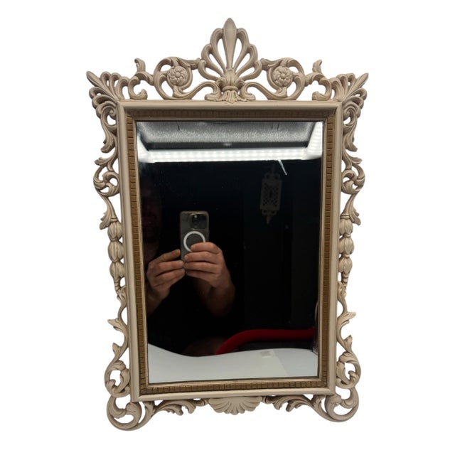 Syroco Vintage Syroco Hollywood Regency Ornate Rococo Wall Mirror For Sale - Image 4 of 8