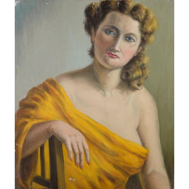 Woman in Yellow Drapery, 1960s, Oil on Canvas For Sale - Image 13 of 13