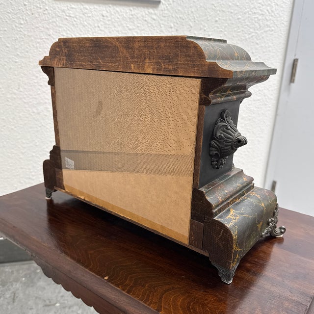 Early 20th Century Welch Faux Green Marble Mantle Clock For Sale - Image 5 of 12