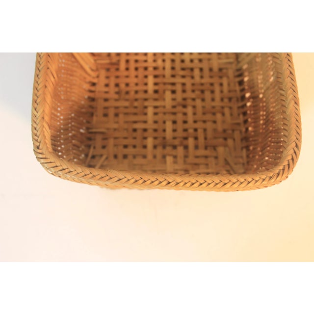 Wood Vintage Woven Basket With Handle For Sale - Image 7 of 10