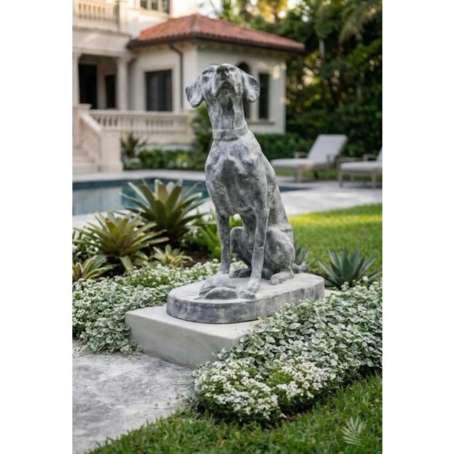 Chrome Vintage-Style Cast Iron Pointer Garden Sculpture Dog For Sale - Image 8 of 12