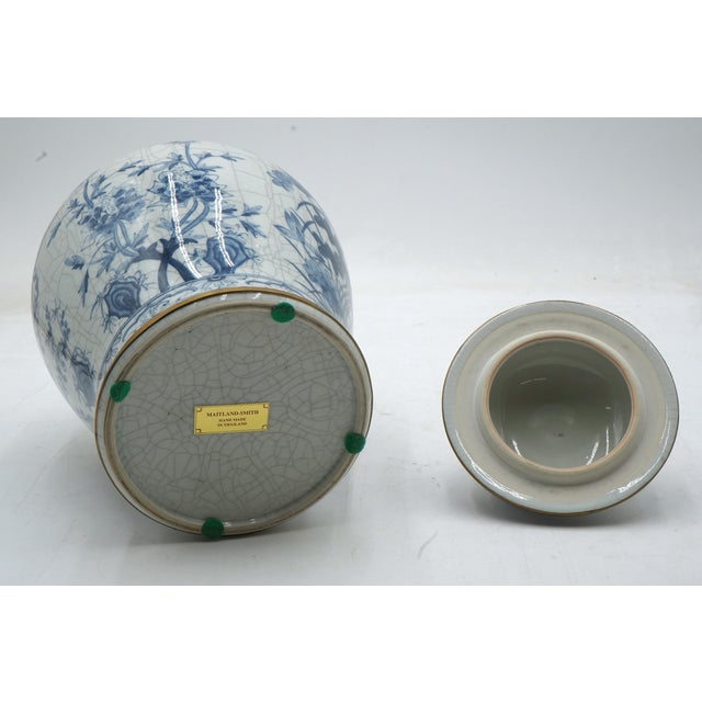1980s Maitland Smith Blue & White Chinese Style Porcelain Jar For Sale - Image 10 of 12