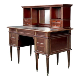 Vintage Louis XVI Double Pedestal Writing Desk For Sale