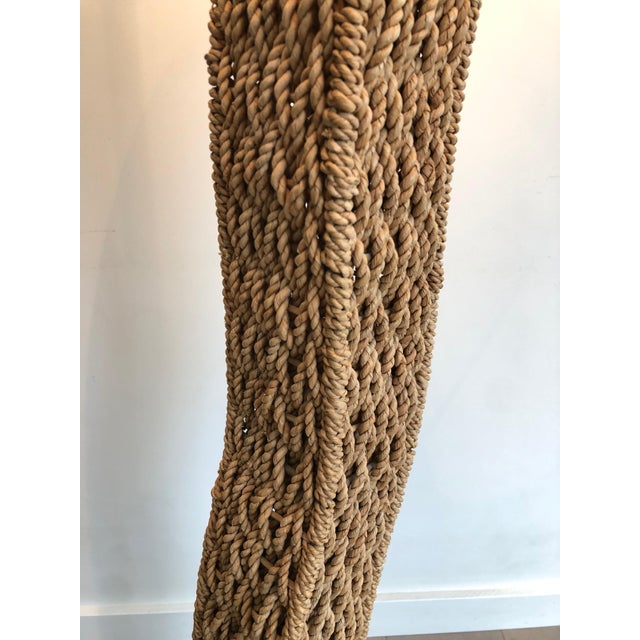 Metal Japanese Braided Rope Floor Lamp on Square Metal Base, Circa 1980 For Sale - Image 7 of 12