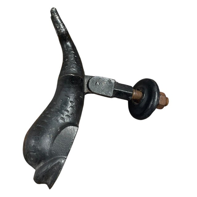 Vintage Cast Iron Fish & Dolphin Architectural Door Knocker For Sale In West Palm - Image 6 of 12