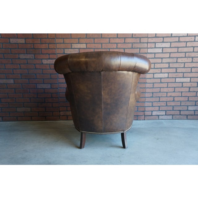 Leather Tufted Chair and Ottoman For Sale - Image 11 of 12