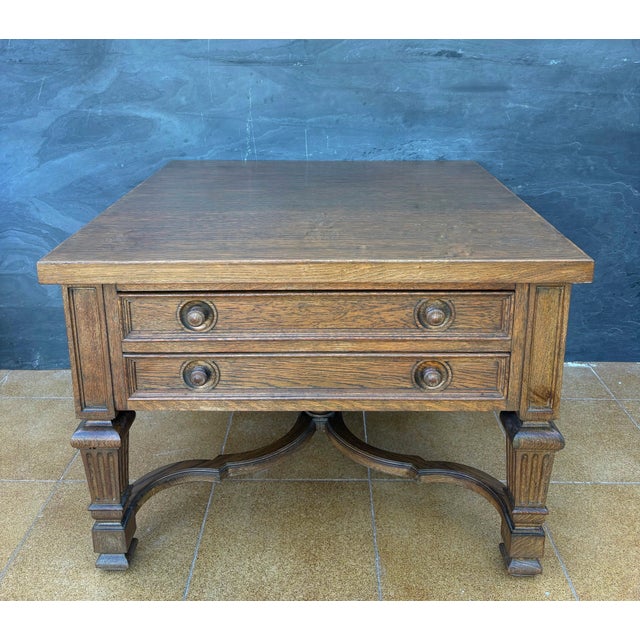 Neoclassical Pair of Spanish Classical Revival Style Oak Side Tables, Mid-20th Century For Sale - Image 3 of 13