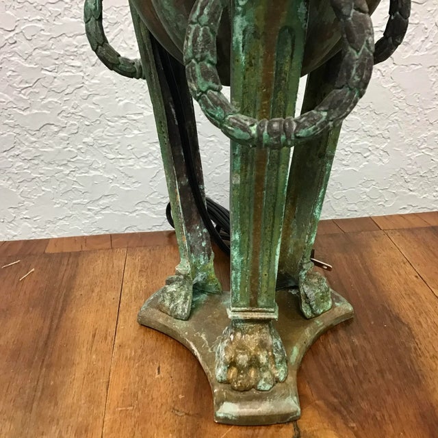 Early 20th Century Italian Style Patinated Metal Lamp For Sale - Image 5 of 11