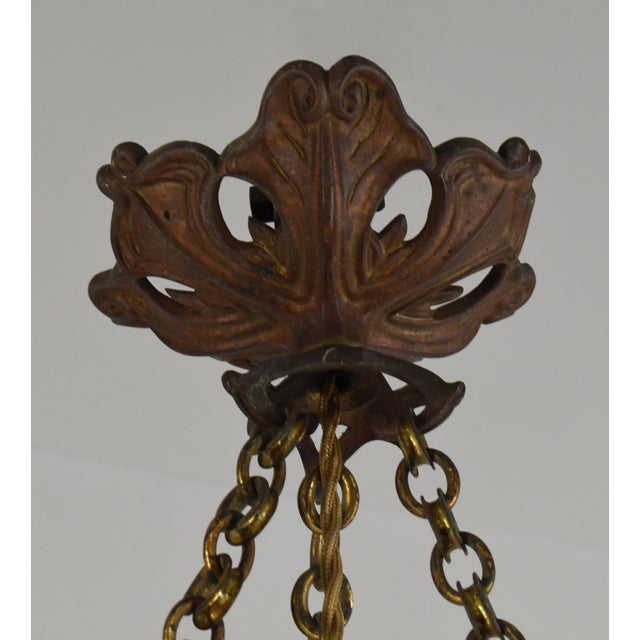 French Art Deco Pendant Light by Galle - 1925 Gallé Cameo Chandelier France For Sale - Image 10 of 15