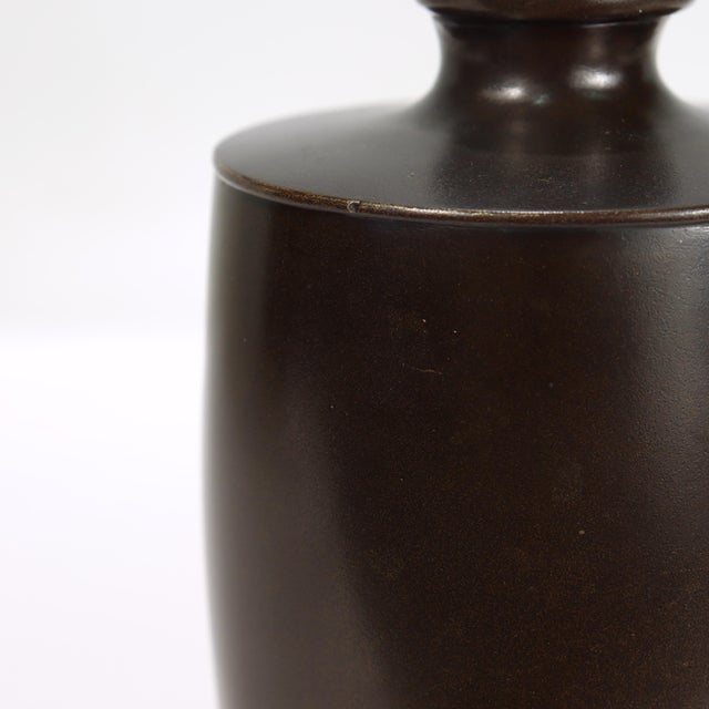 Antique Signed Japanese Bronze Mixed Metals Butterbur Vase by Atsuyoshi / Inoue For Sale - Image 14 of 15