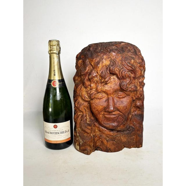 Sculpture of a Head in Wood, France, 1960s For Sale - Image 4 of 13