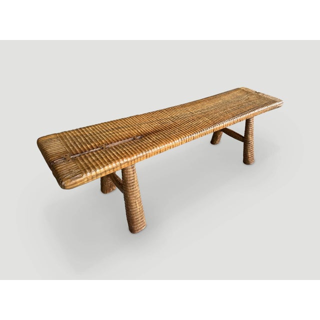 Andrianna Shamaris Impressive Hand Carved Natural Teak Wood Bench For Sale - Image 12 of 18