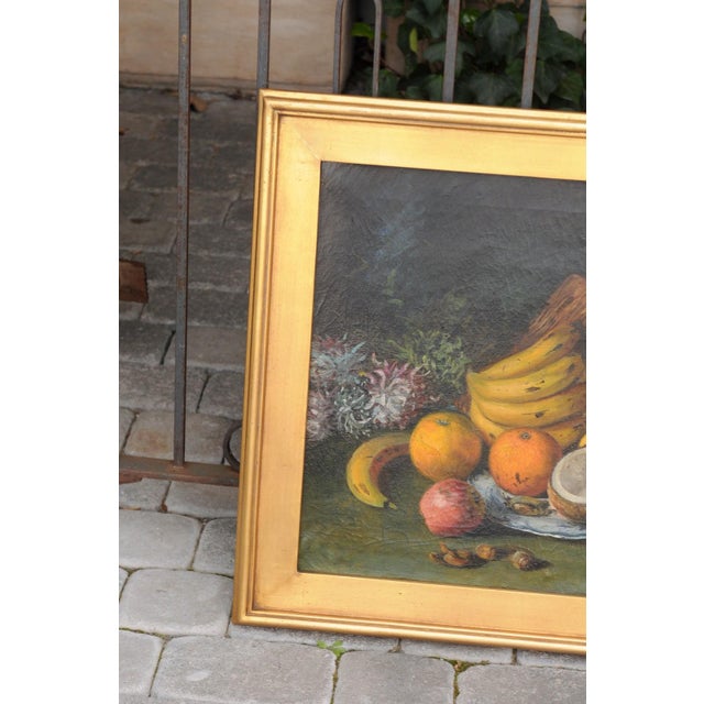 English Signed Elinor Jones 1908 Oil on Canvas Still-Life Painting in Gilt Frame For Sale - Image 9 of 10