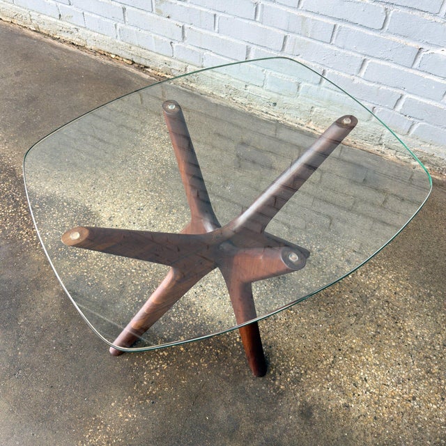 Mid-Century Modern 1960s Attributed to Adrian Pearsall MCM Walnut Jacks Side Tables - Pair For Sale - Image 3 of 4