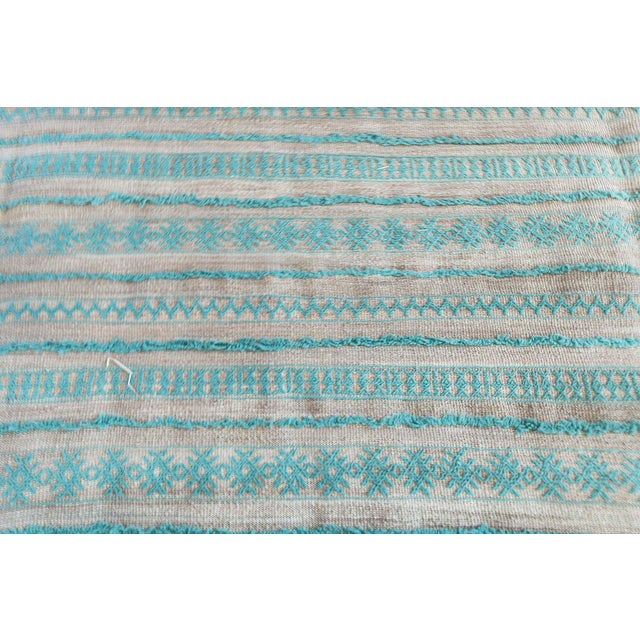 Modern Warm Tan With Teal Striped Handmade Rug "Aquastria" by Doris Leslie Blau For Sale - Image 4 of 6