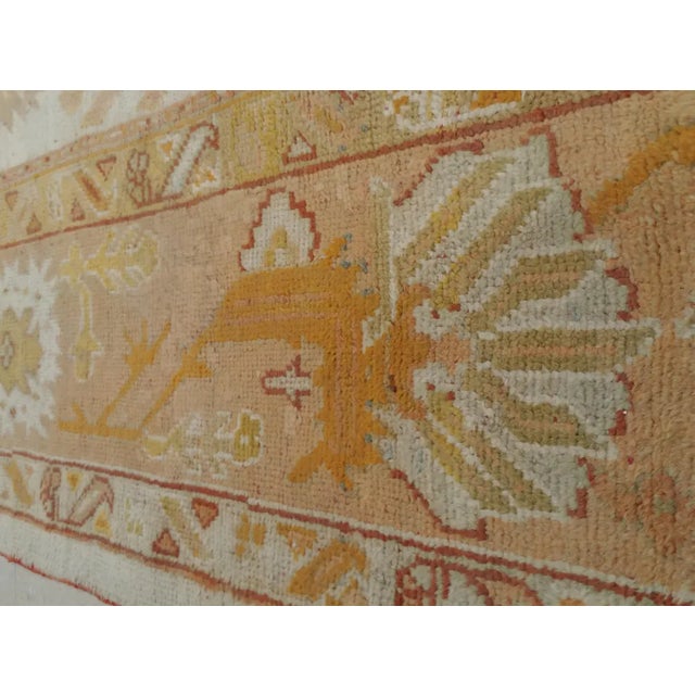 Antique Oushak Carpet Handmade Turkish Oriental Rug Beige, Taupe, Soft Pale Blue For Sale - Image 9 of 11