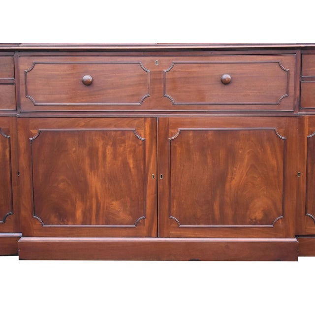 Early 19th Century English George III Mahogany Secretaire Breakfront Bookcase, 1800s For Sale - Image 5 of 18